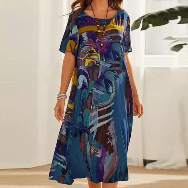 Yovi | Kunstnerisk Print Midi Kjole