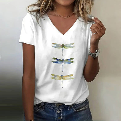Nora™ | Sommerligt og Komfortabelt T-shirt med Libeller