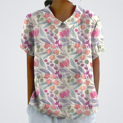 Lene™ | Stilfuld Blomstret Hørbluse