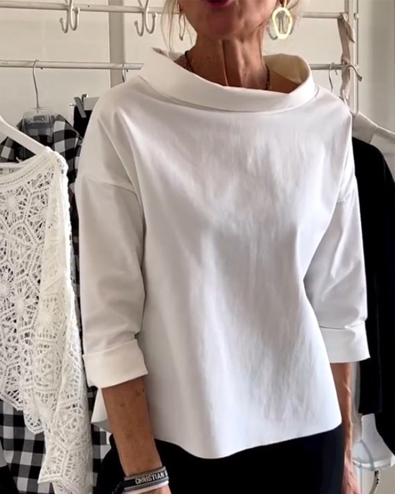Karen™ | Enkel og Stilren Hvid Bluse