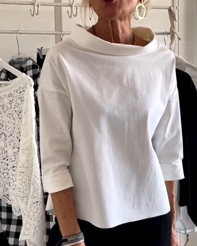 Karen™ | Enkel og Stilren Hvid Bluse
