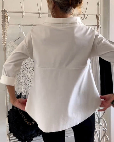 Karen™ | Enkel og Stilren Hvid Bluse