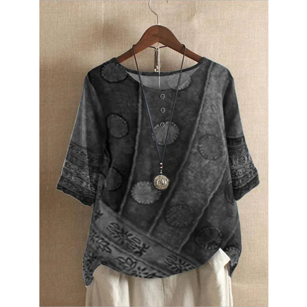 Sanna™ – Farverig Bohemebluse med Mønster