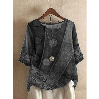 Sanna™ – Farverig Bohemebluse med Mønster