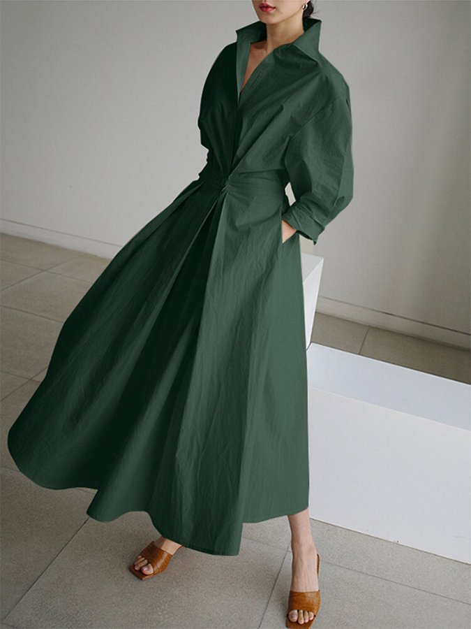 Caro™ | Chic Skjortekjole med Knaplukning