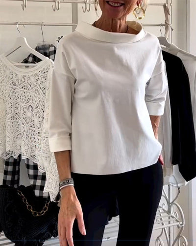 Karen™ | Enkel og Stilren Hvid Bluse