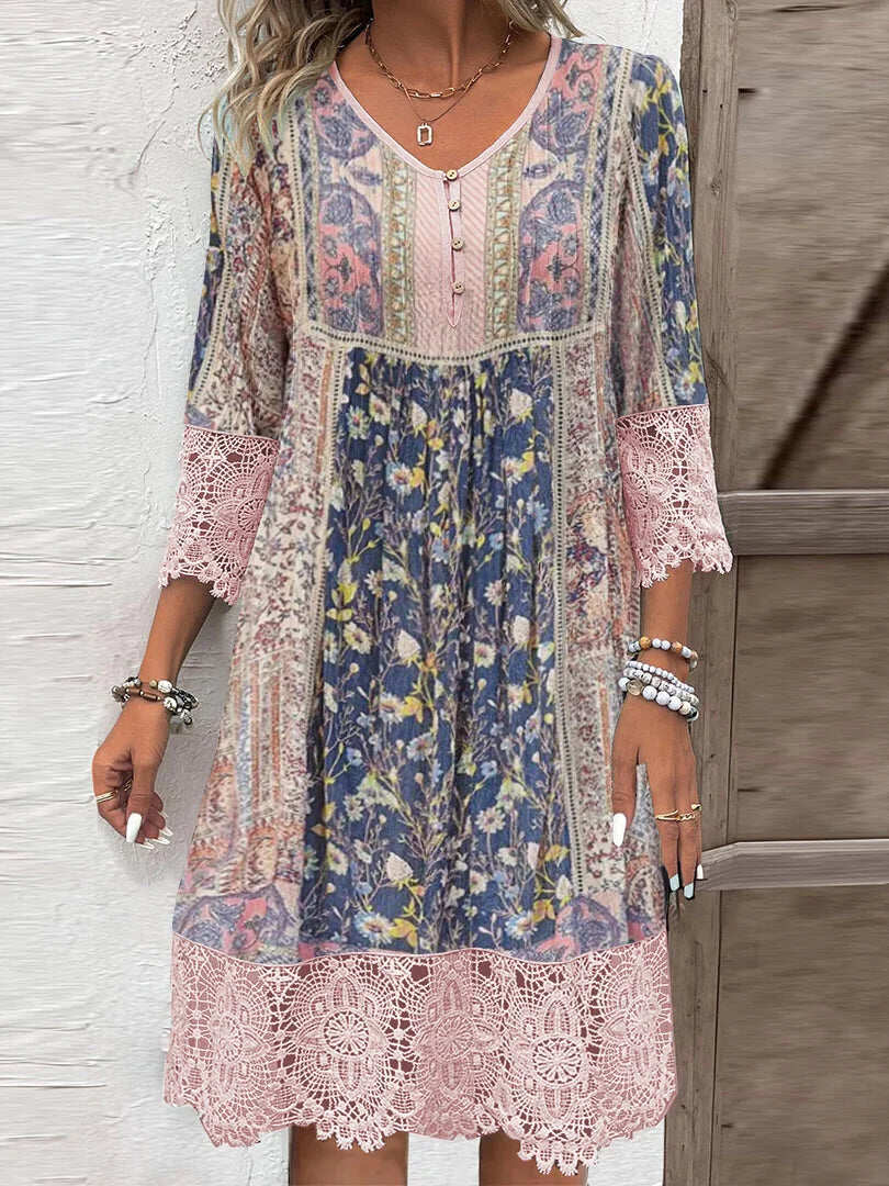 Asta™ | Boho Kjole med Blondekant