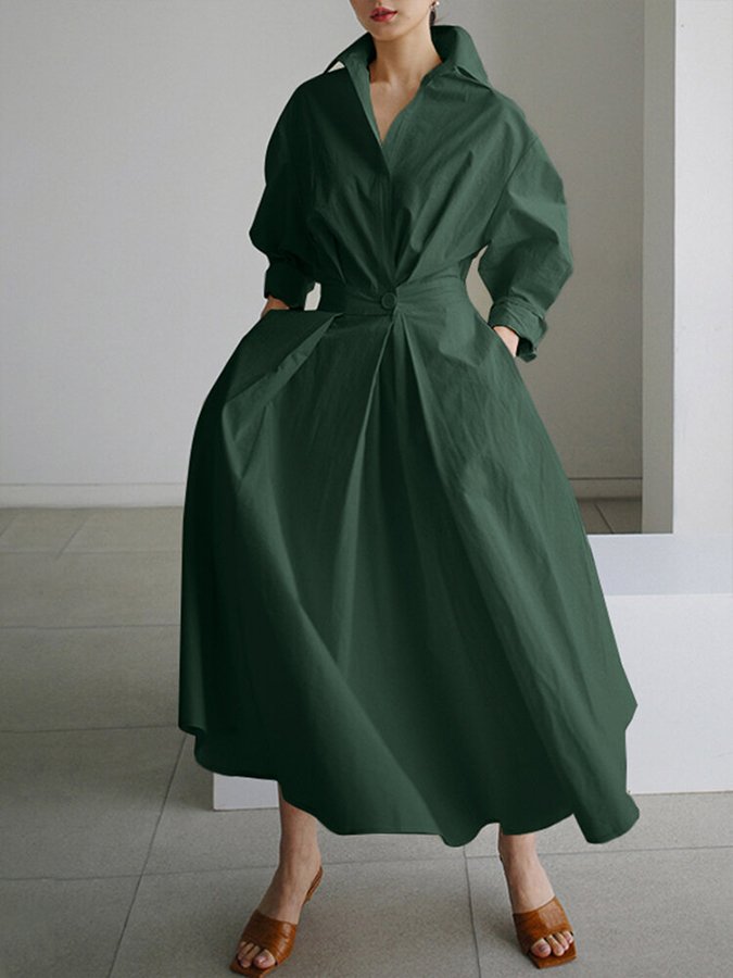 Caro™ | Chic Skjortekjole med Knaplukning