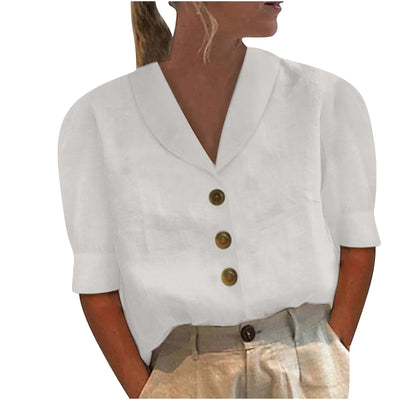 Elly™ | Retro Bluse med Store Knapper