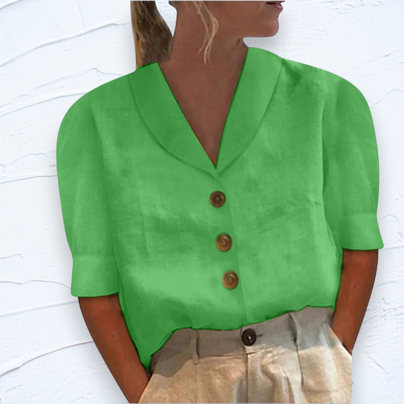 Elly™ | Retro Bluse med Store Knapper