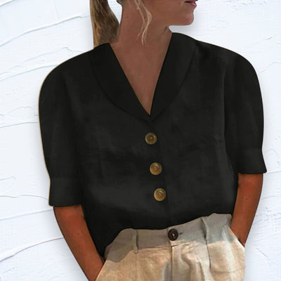 Elly™ | Retro Bluse med Store Knapper
