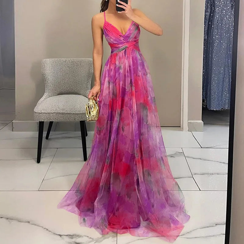 Gisele | Flatterende Floral Maxi Kjole