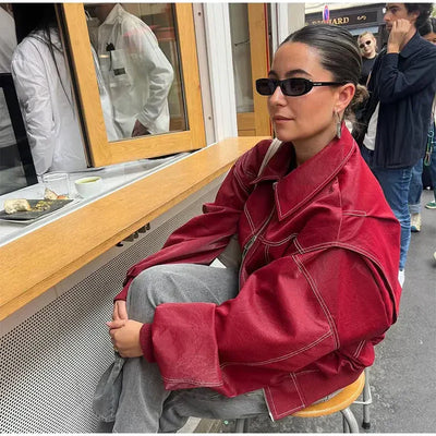Faye™ - Oversized Læderjakke