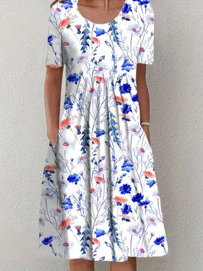 Hanne™ | Blomstret Midi Kjole med Lommer