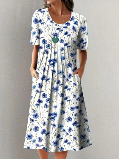 Hanne™ | Blomstret Midi Kjole med Lommer