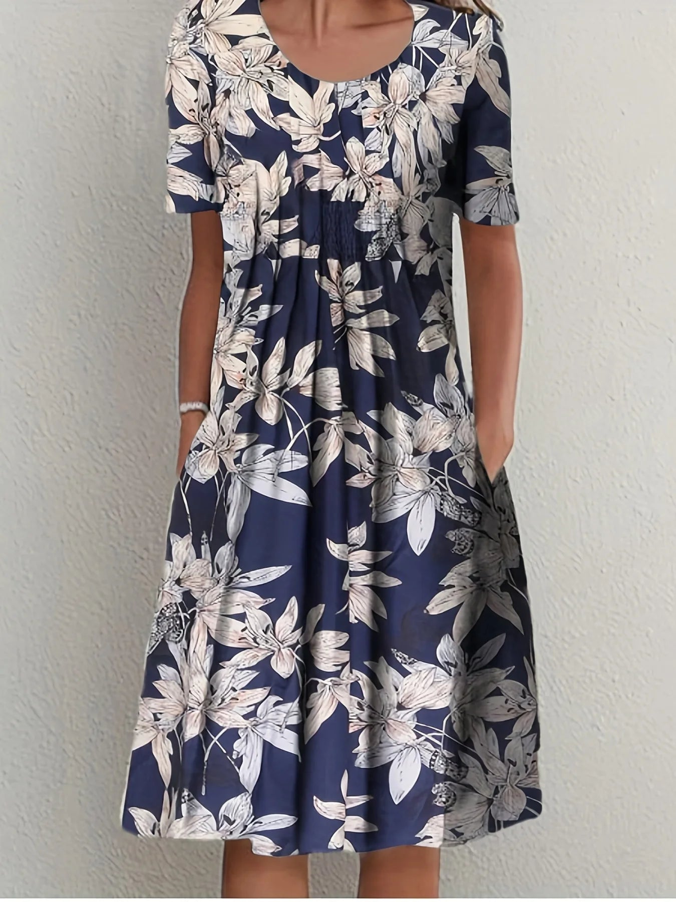 Hanne™ | Blomstret Midi Kjole med Lommer