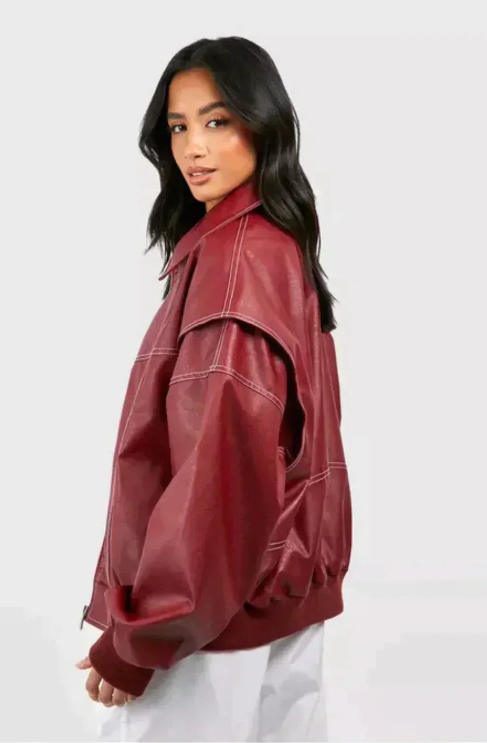 Faye™ - Oversized Læderjakke