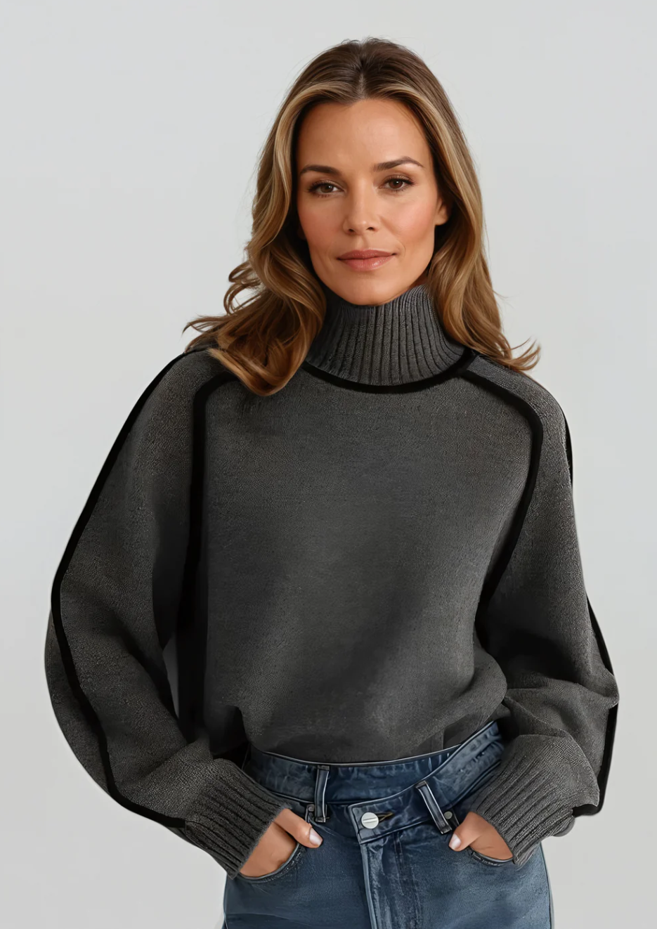 Emilie™ | Oversized Sweater med Kontrast-Syninger