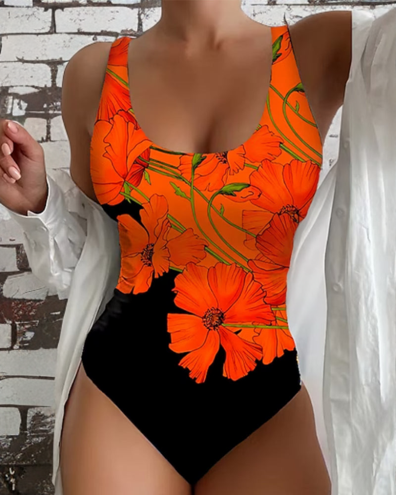 Lucyna | Stilfuld badedragt i ét stykke med blomstermønster