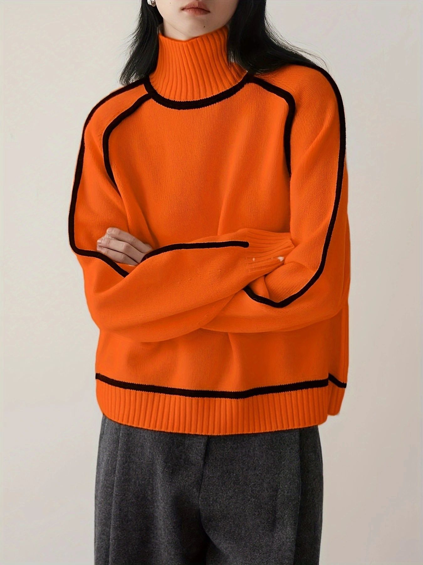 Emilie™ | Oversized Sweater med Kontrast-Syninger