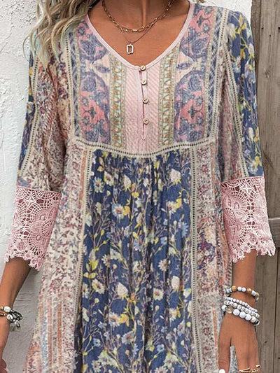 Asta™ | Boho Kjole med Blondekant