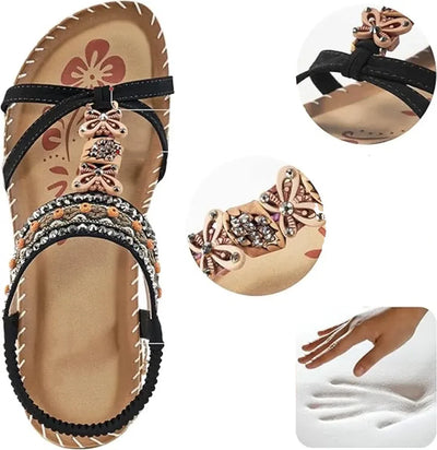 Luna | Elegante sandaler med blomster og sommerfugledetalje