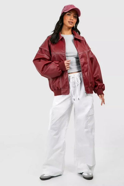 Faye™ - Oversized Læderjakke